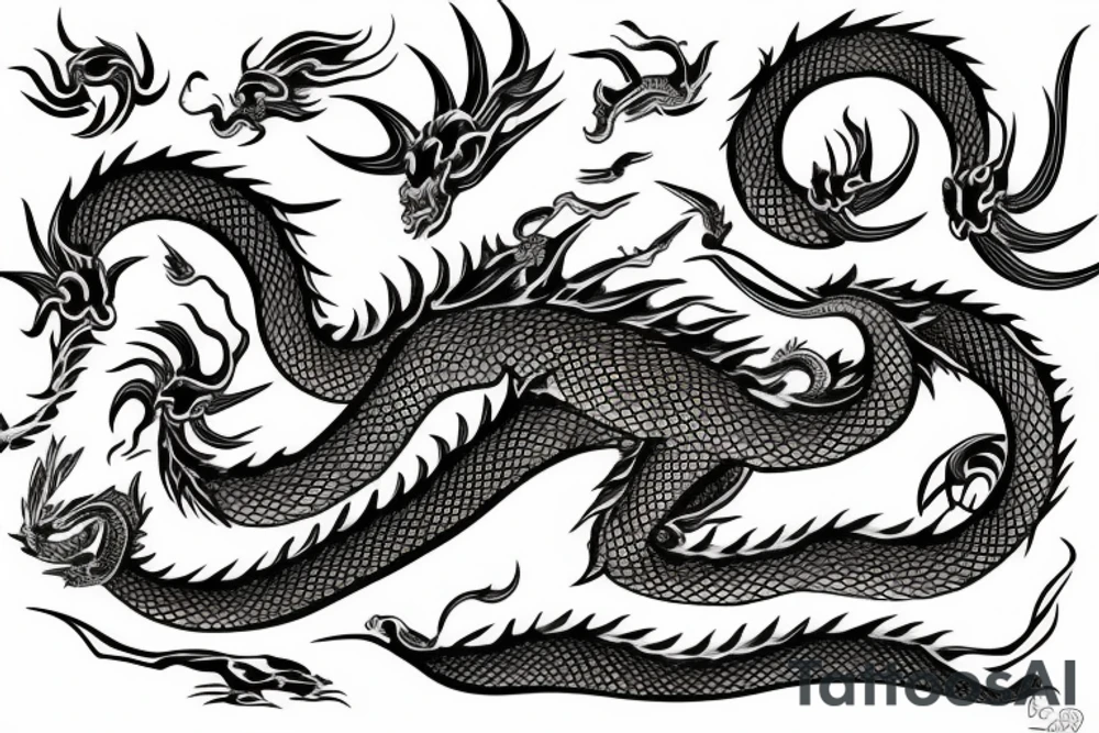 Dragon in flower tattoo idea