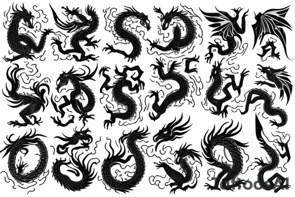 Dragon in flower tattoo idea