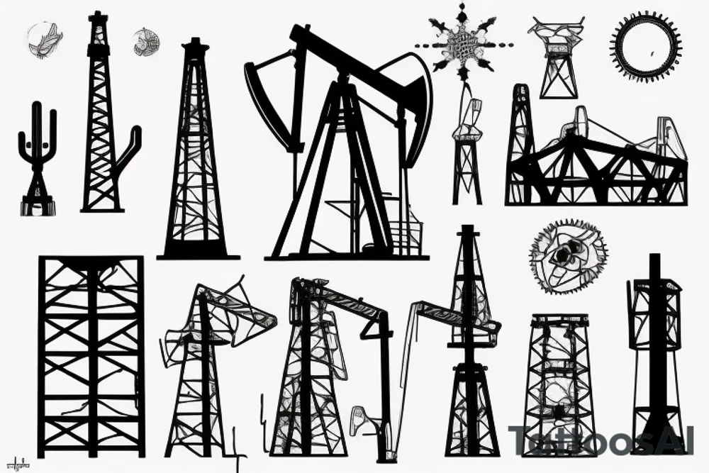 oil derrick in the desert tattoo idea