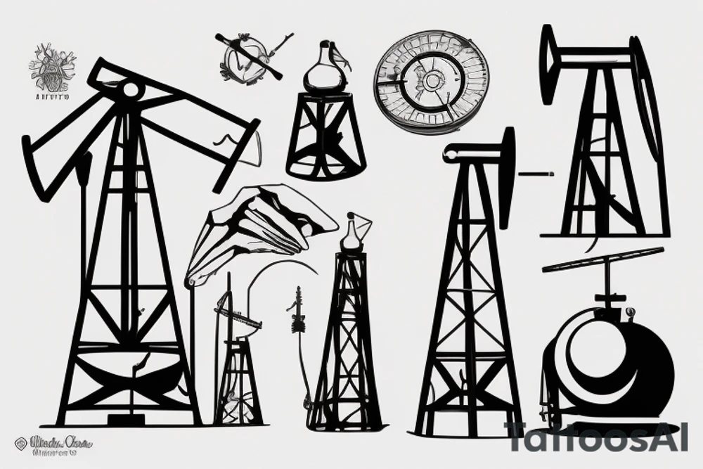 oil derrick in the desert tattoo idea