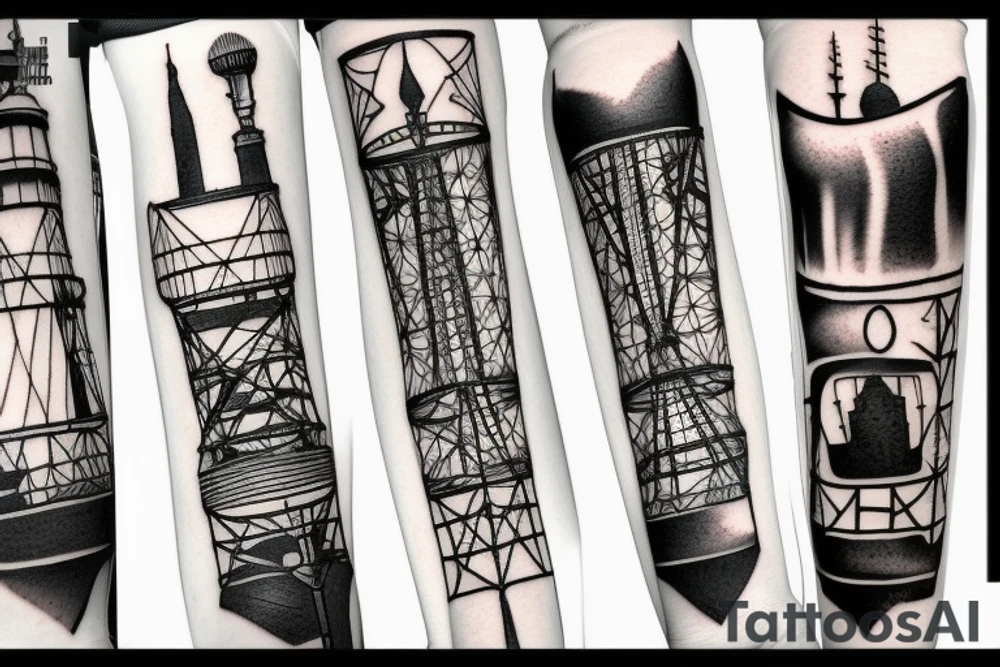 oil derrick in the desert tattoo idea