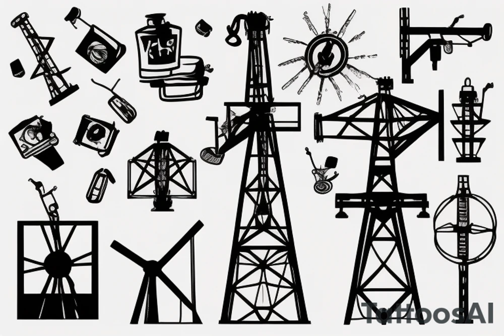 oil derrick in the desert tattoo idea