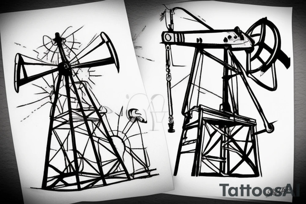 oil derrick in the desert tattoo idea