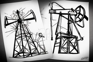 oil derrick in the desert tattoo idea