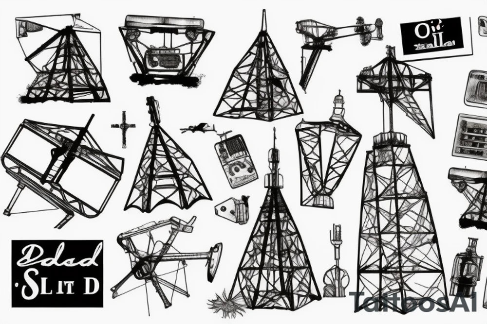 oil derrick in the desert tattoo idea