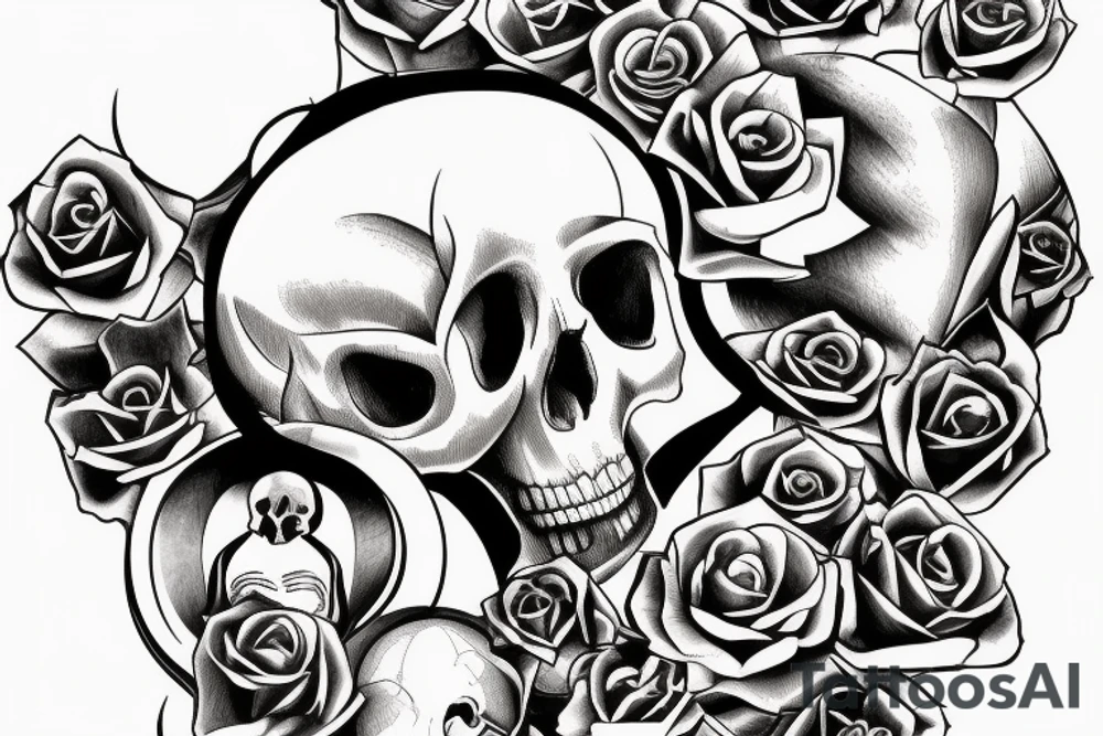 Hourglass with top half obscured by a skull tattoo idea