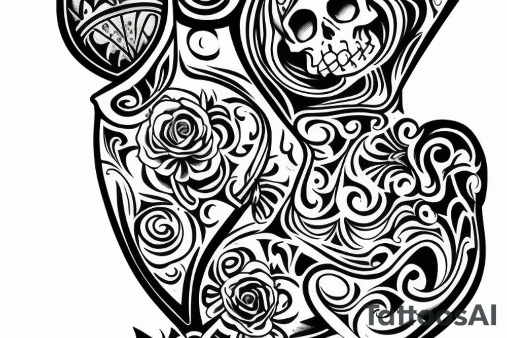 Hourglass with top half obscured by a skull tattoo idea