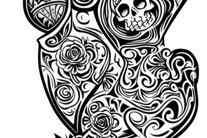 Hourglass with top half obscured by a skull tattoo idea