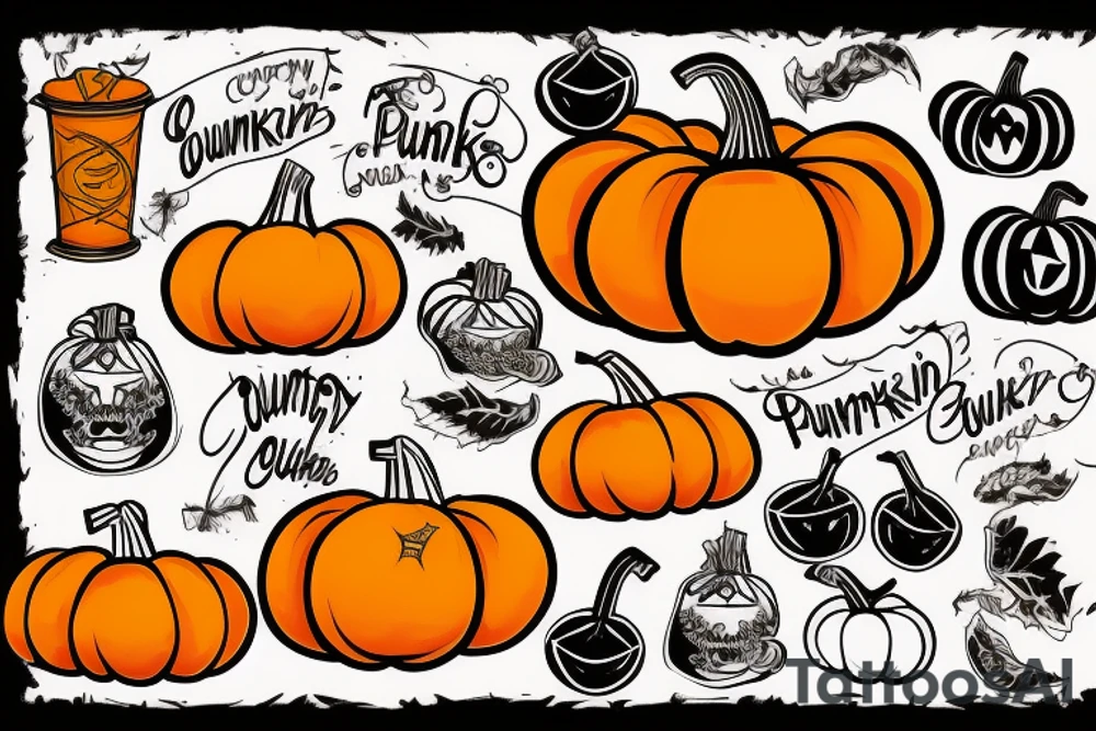 country bumpkin eating a pumpkin tattoo idea