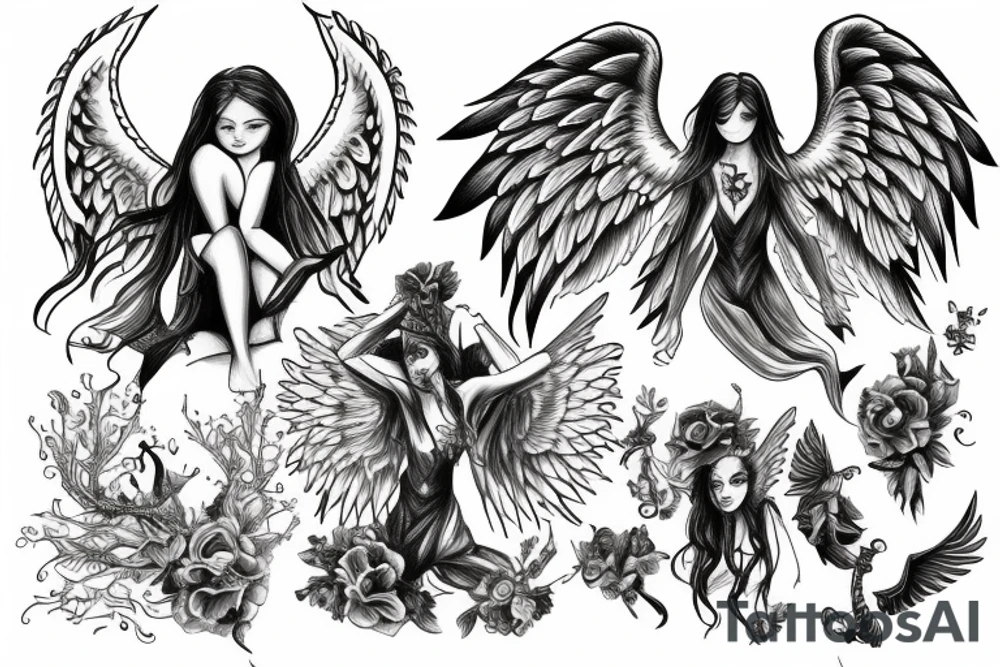angel and demon tattoo idea