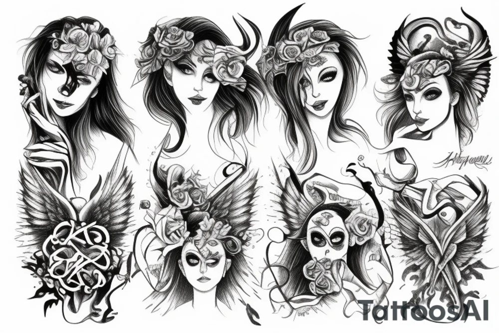 angel and demon tattoo idea