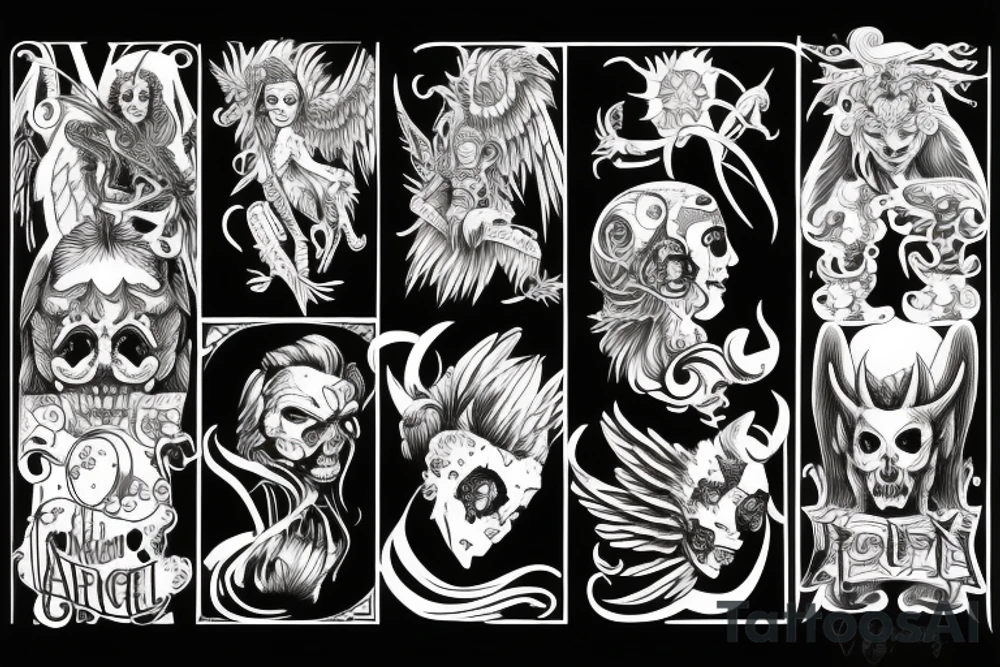 angel and demon crazy tattoo idea