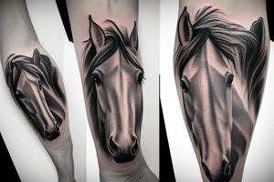a horse with a sunset and a water pond tattoo idea