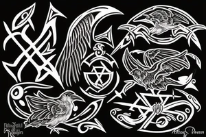 Raven with rune tattoo idea