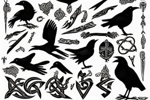 Raven with rune tattoo idea