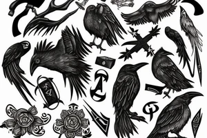 Raven with rune tattoo idea