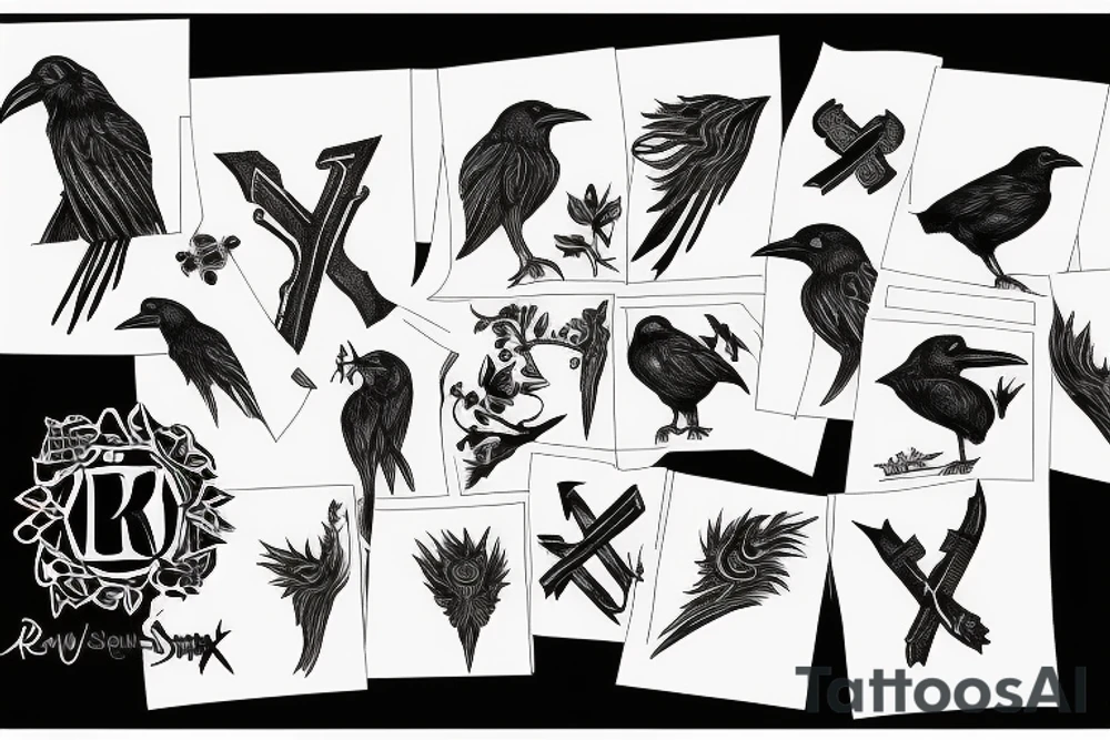 Raven with rune tattoo idea