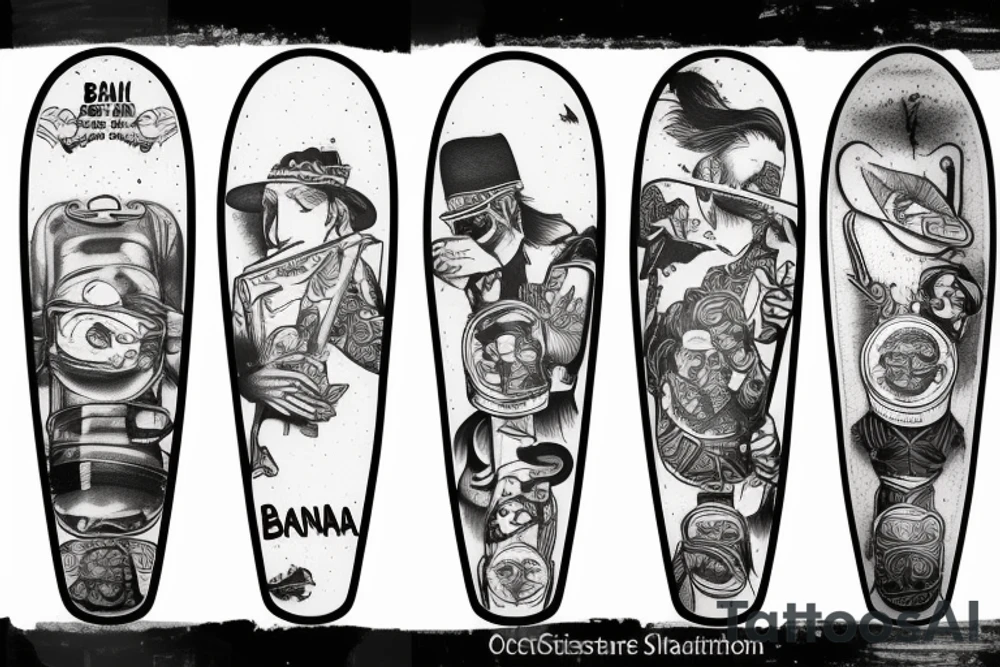BANANA SKATEBOARD GIN BAND tattoo idea