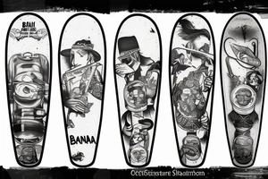 BANANA SKATEBOARD GIN BAND tattoo idea