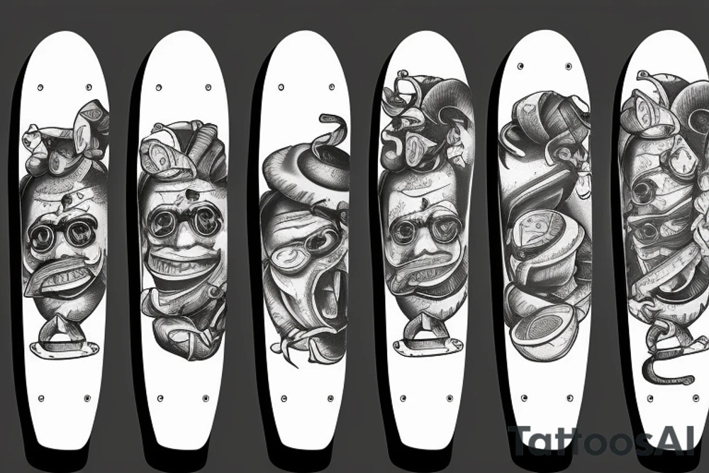 BANANA SKATEBOARD GIN BAND tattoo idea