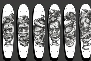 BANANA SKATEBOARD GIN BAND tattoo idea