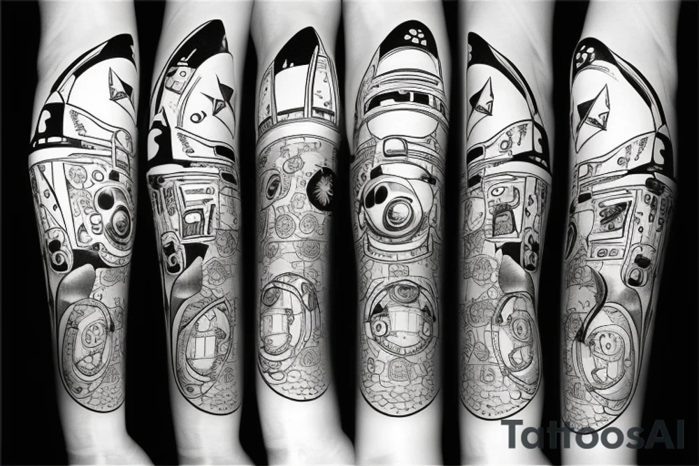 space rocket cat star tattoo idea