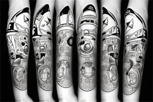 space rocket cat star tattoo idea