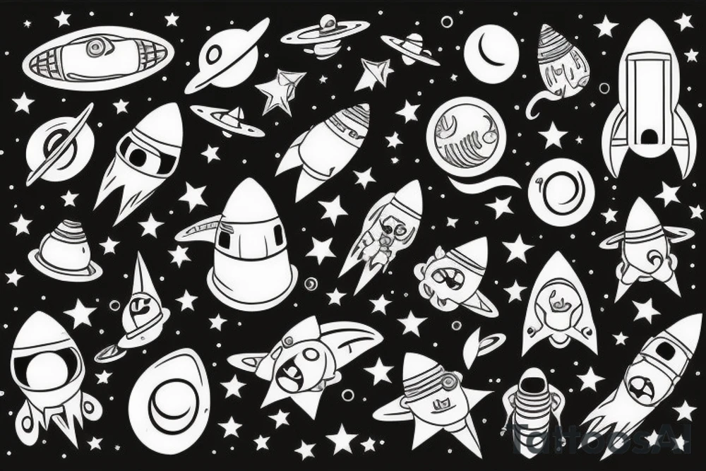 space rocket cat star tattoo idea