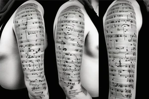 sheet music with submarines as notes tattoo idea
