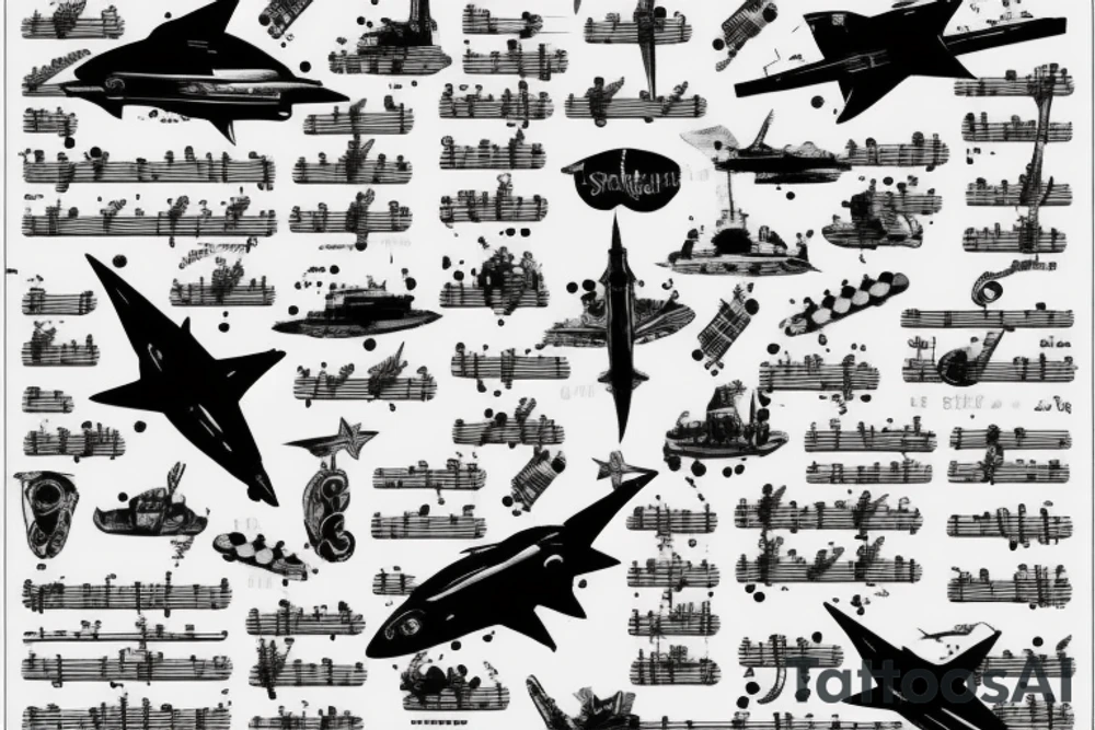 sheet music with submarines as notes tattoo idea sheet music with submarines as notes tattoo idea
