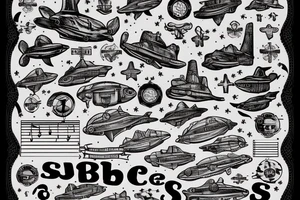 sheet music with submarines as notes tattoo idea