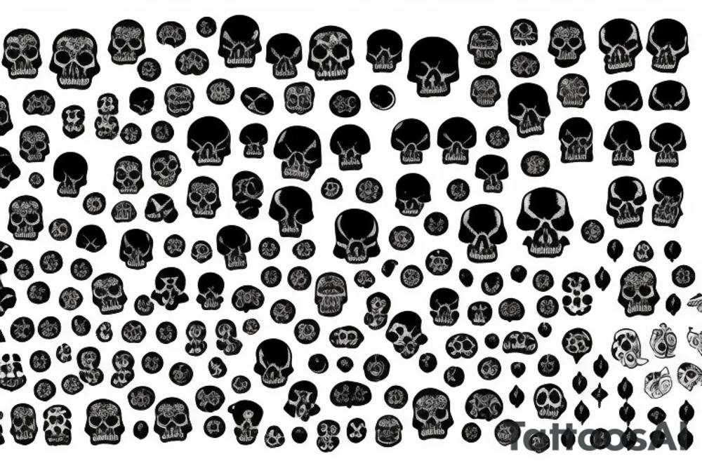 Numeric forest dark full of skulls long tattoo idea
