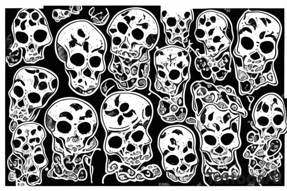 Numeric forest dark full of skulls long tattoo idea