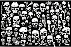 Numeric forest dark full of skulls long tattoo idea