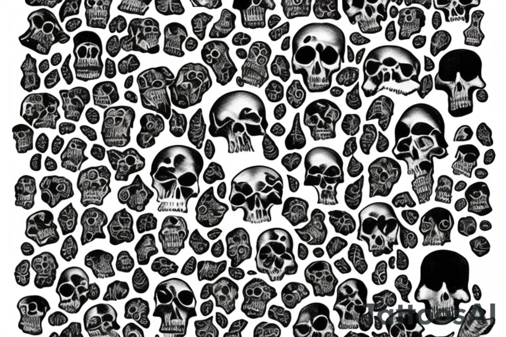 Numeric forest dark full of skulls long tattoo idea