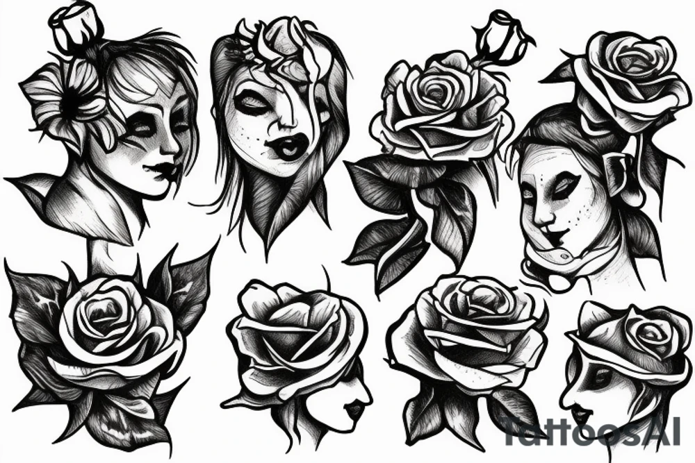 Jester with rose tattoo idea