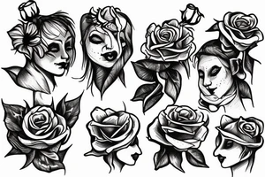 Jester with rose tattoo idea