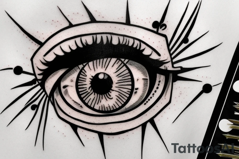 bloody eye with wheat spike reflection tattoo idea