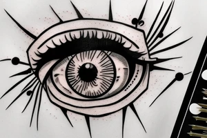 bloody eye with wheat spike reflection tattoo idea