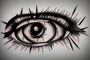 bloody eye with wheat spike reflection tattoo idea