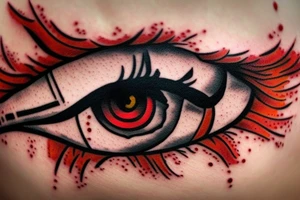 bloody eye with wheat spike reflection tattoo idea