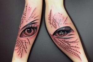 bloody eye with wheat spike reflection tattoo idea