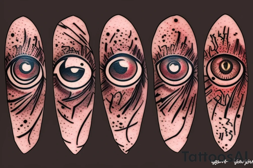 bloody eye with wheat spike reflection tattoo idea
