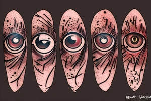 bloody eye with wheat spike reflection tattoo idea