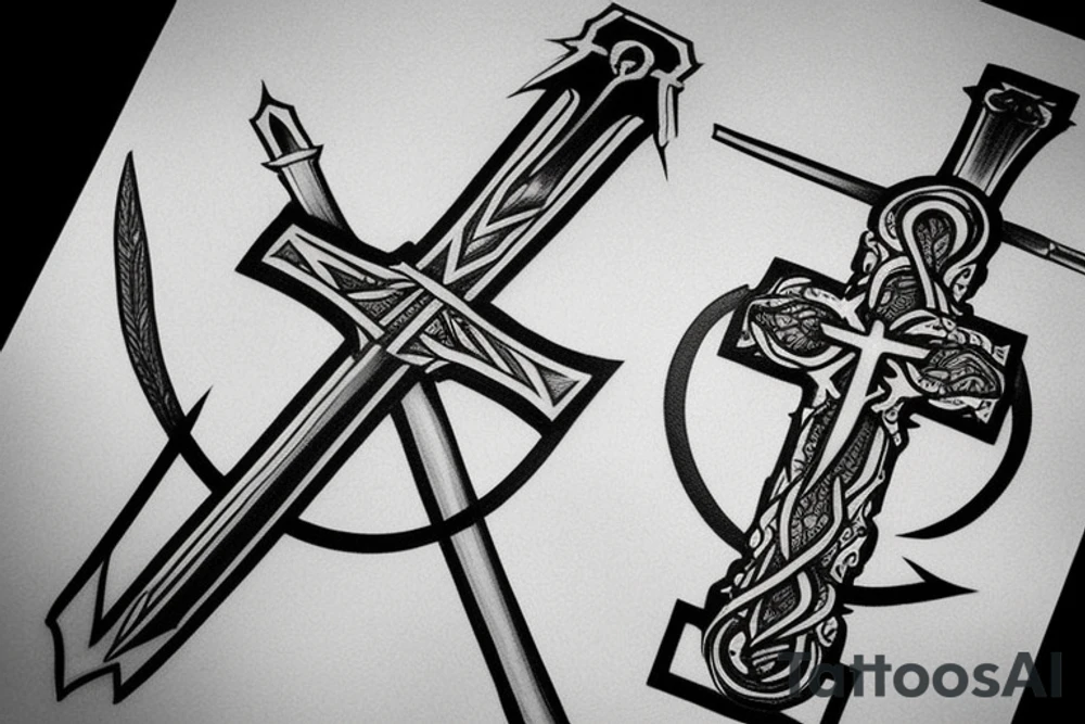 Cross made of a sword tattoo idea