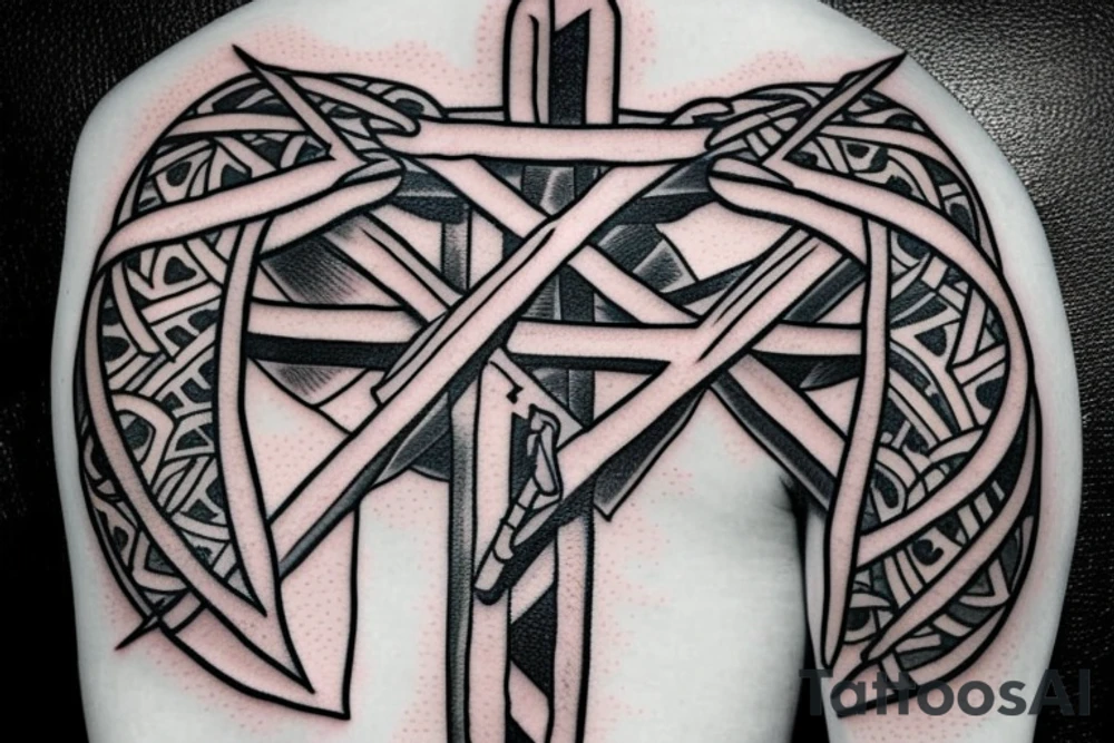 Cross made of a sword tattoo idea