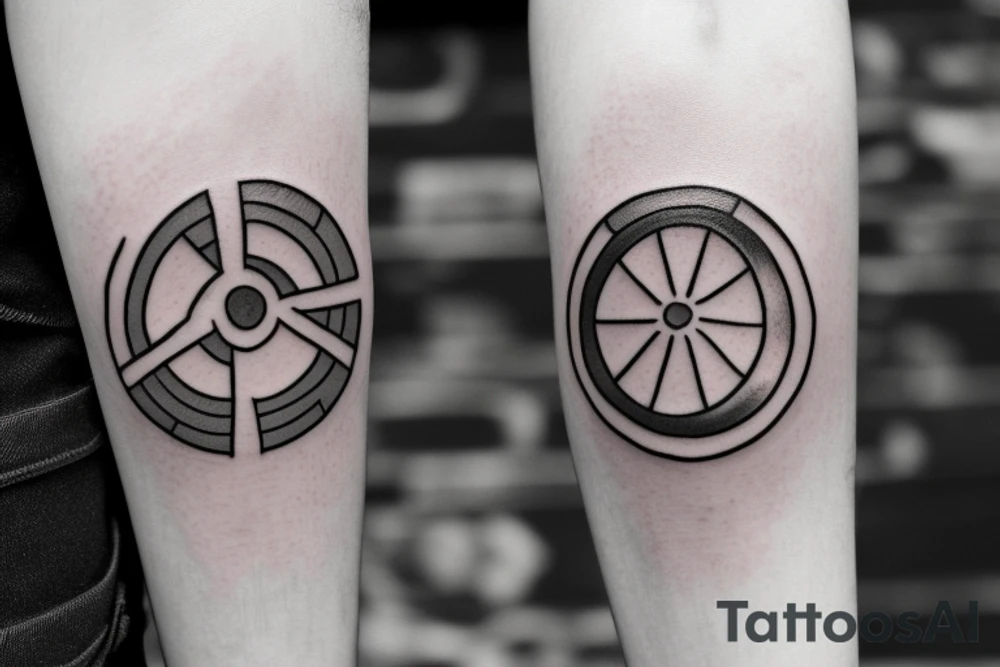 Lightsaber cross with moon circle tattoo idea