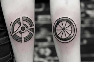 Lightsaber cross with moon circle tattoo idea