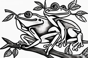 frog sitting on a tree branch, playing a guitar tattoo idea