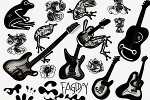 frog playing a guitar tattoo idea